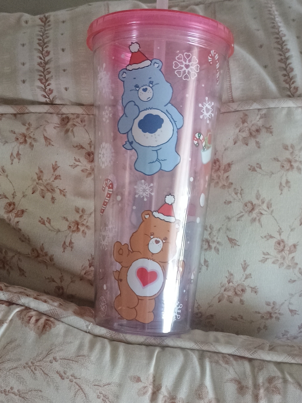 Cute Care Bears Holiday Tumbler - Pink Lid